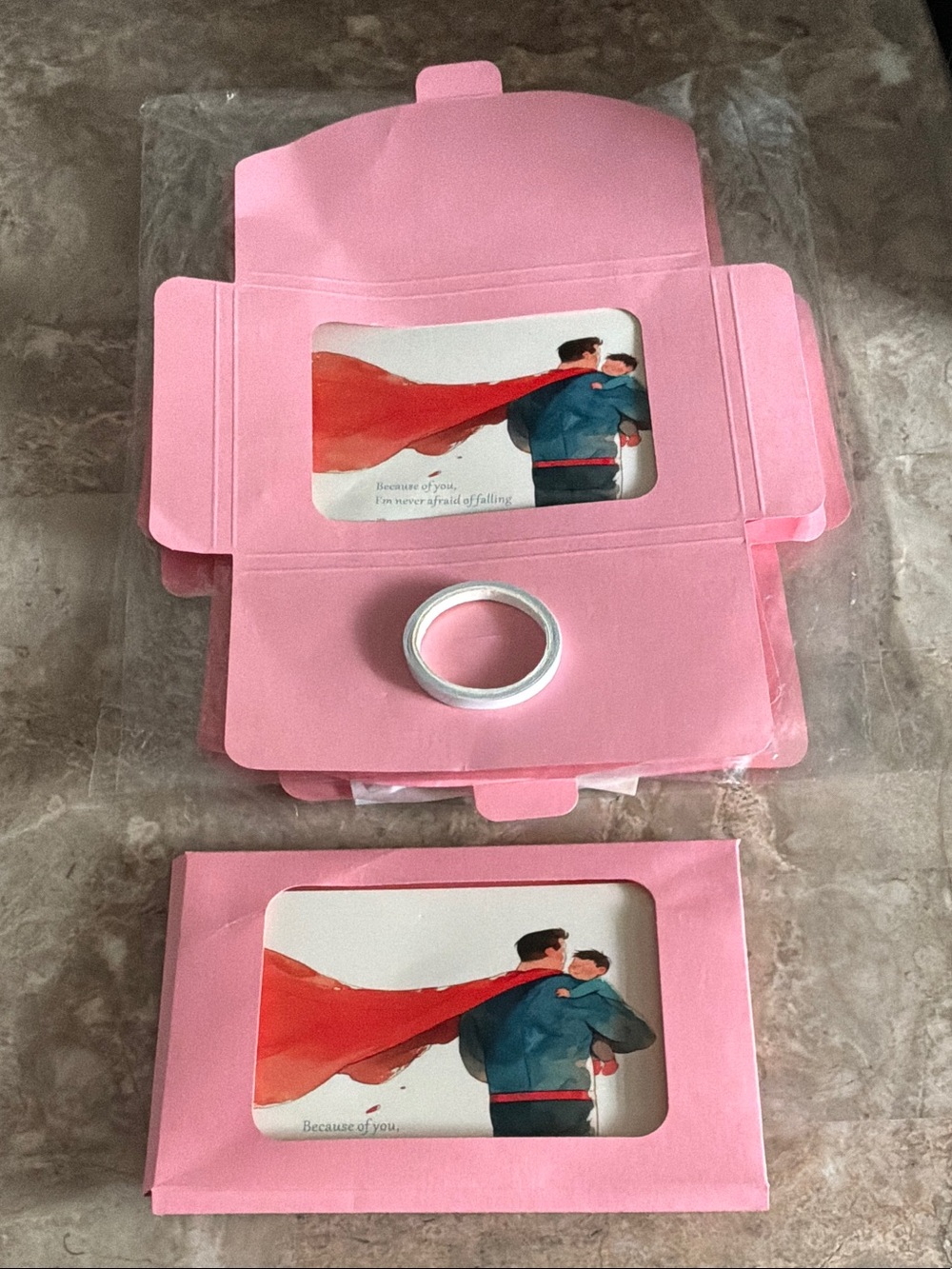 Superman Pink Party Favor Boxes with Window -4